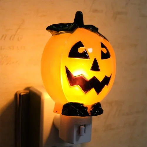 Miniatura 2 de Luz nocturna enchufable de calabaza con enchufe giratorio de 360 grados para decoración de Halloween