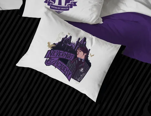 Miniatura 4 de Jay Franco Wednesday Addams - Juego de edredón tamaño Queen, ropa de cama de 7 piezas, incluye juego de sábanas y fundas de almohada, ropa de cama