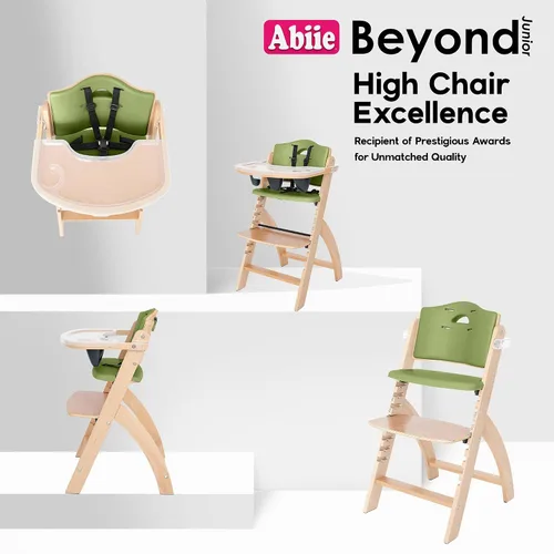 Miniatura 6 de Silla alta de madera con bandeja, de Abiie Beyond La solución de asiento perfecta para tu hijo como silla alta para comedor