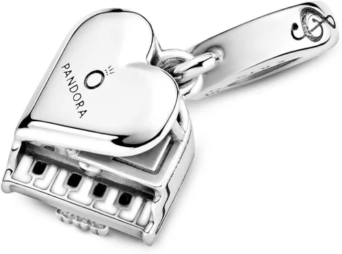 Miniatura 4 de PANDORA Corazón de piano de cola esmalte blanco y negro Metal