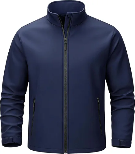 Miniatura 9 de TACVASEN Chaqueta ligera Softshell para hombre, impermeable, ligera, con forro polar, abrigo de invierno con 4 bolsillos cortavientos