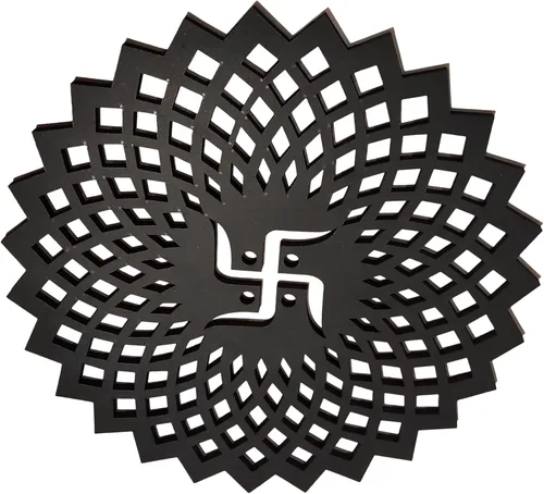 Miniatura 5 de My Dream Carts Black Round Decorative Wall Art Mdf Wooden Chakra For Temple, Living Room, Office, Hotel, Home Decor Items, Gift Item, Mandala Wall