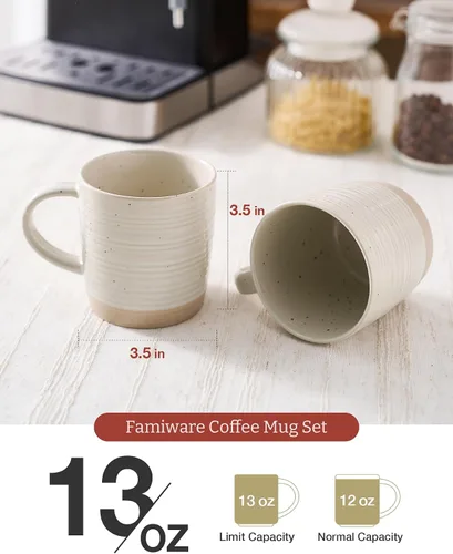 Miniatura 3 de famiware Juego de 4 tazas de café, juego de tazas de 13 onzas, juego de tazas de cerámica con asa para café, té, cacao, leche, serie Constellation