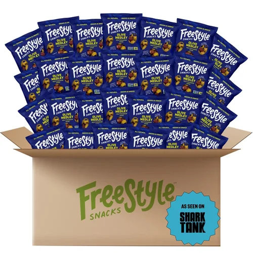 Miniatura 12 de Freestyle Snacks Paquetes de Aperitivos de Aceitunas – Porción Individual – Aceitunas Verdes Frescas Deshuesadas, Tamaño Jumbo, Cultivadas