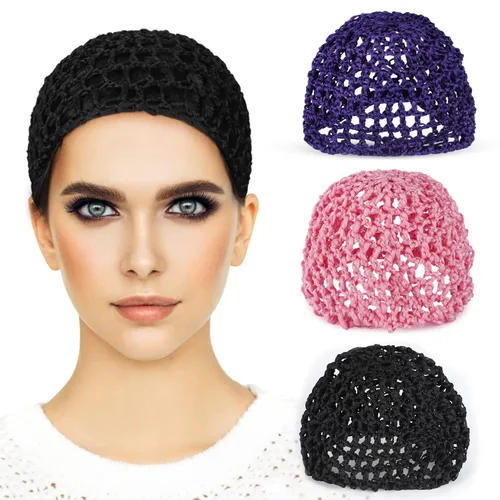 Miniatura 8 de Etercycle 3 piezas de malla de ganchillo para mujer, malla de ganchillo de punto de rayón suave, accesorio para dormir (negro)