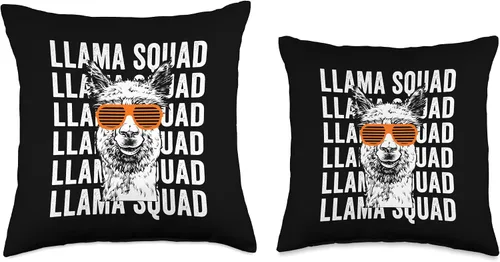 Miniatura 3 de Llama Squad Crew Funny 80s 90s Sunglasses Llama Lovers Throw Pillow