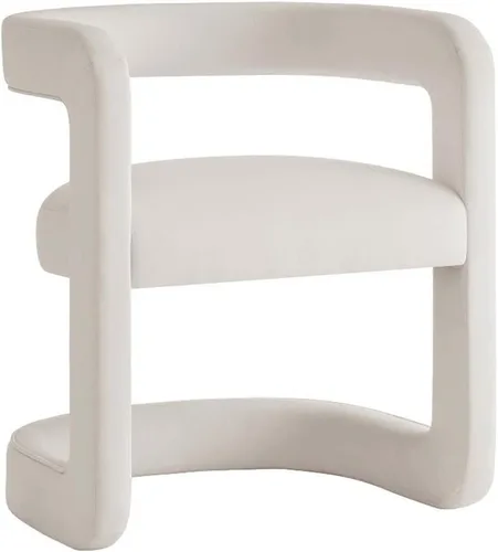 Modway Winslow Silla de comedor de terciopelo resistente a las manchas en alabastro, sillón de barril con respaldo abierto, silla de comedor