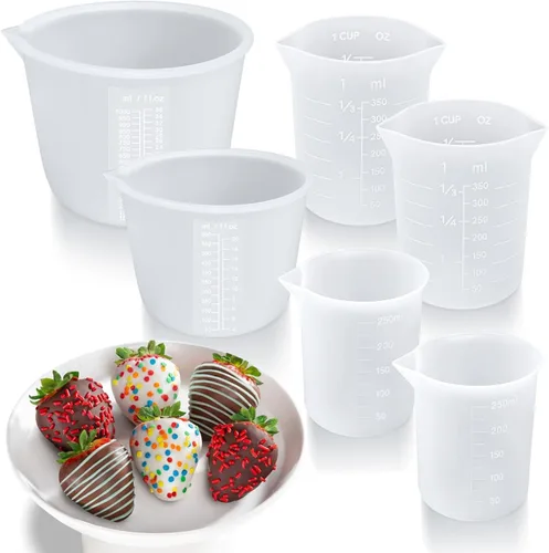 Miniatura 16 de Palksky Juego de tazas de silicona para derretir chocolate con 4 tazas medidoras de silicona (8.5 fl oz y 11.8 fl oz) y 4 espátulas resistentes al