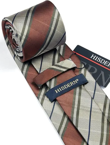Miniatura 206 de HISDERN Conjunto de corbata a cuadros a cuadros pañuelo tejido clásico formal para hombre corbata y bolsillo cuadrado