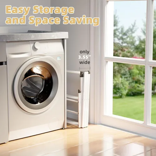 Miniatura 6 de BAKON Estante de secado de ropa plegable que ahorra espacio, extensible a prueba de óxido para uso en interiores y exteriores, no requiere montaje