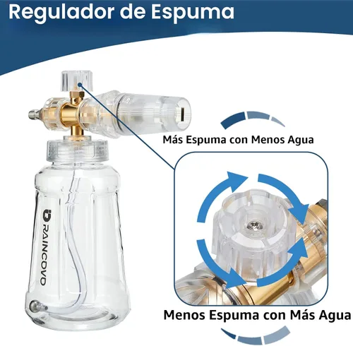 Miniatura 5 de Raincovo Cañón de espuma para lavadora a presión, cañón de espuma Snow Clear para lavado de autos, filtro de acero inoxidable, boquilla ajustable