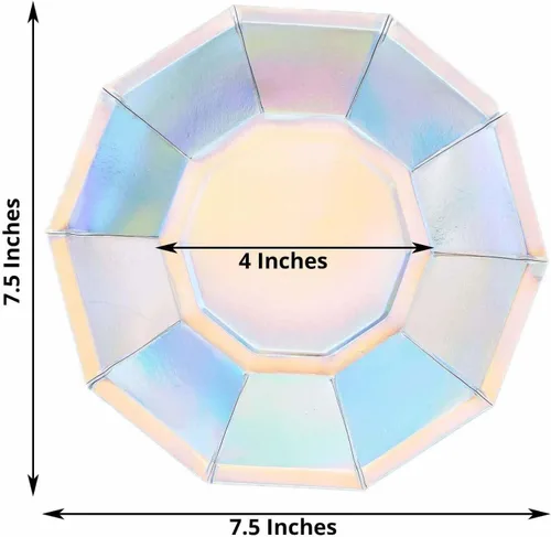Miniatura 3 de Efavormart - Paquete de 25 platos de papel decagonal iridiscentes de 7.5 pulgadas, platos de postre geométricos resistentes de 300 GSM para Tipo 3
