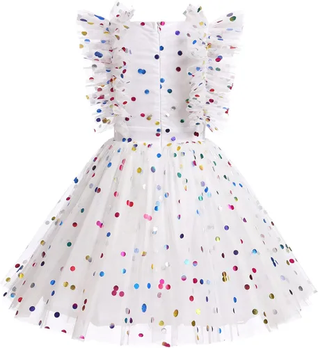 Miniatura 3 de Vestido de fiesta de cumpleaños para niñas, mariposa, margaritas, lunares, bordado, princesa, tul, boda, concurso, vestido de noche