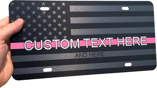 Miniatura 11 de JASS GRAPHIX Placa de matrícula personalizada con la bandera estadounidense de línea amarilla, homenaje personalizado a despachadores y operadores