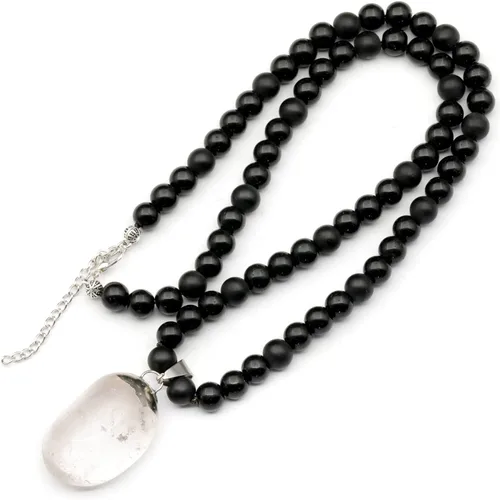 Miniatura 158 de Colgante de turmalina cruda natural, Collar de cuentas de ónix negro genuino, Collar de piedra negra, Collar de piedras preciosas, Cuentas de 0.315