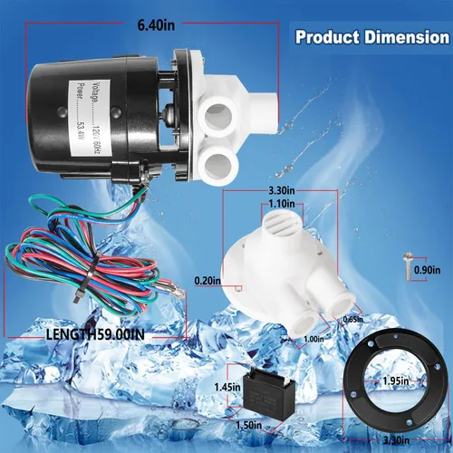 Miniatura 6 de APTA92P10WD1 Reemplazo del conjunto del motor de la bomba de agua Hoshizaki incluye condensador, se adapta a los modelos de máquina de hielo
