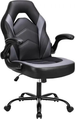 Miniatura 19 de NEWBULIG Silla de escritorio para juegos de computadora, soporte lumbar ergonómico grande con reposabrazos abatibles y ruedas giratorias de 360°
