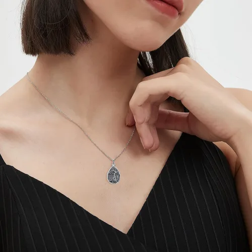 Miniatura 105 de Collar con colgante de urna de cenizas de cremación y árbol de la vida para mujer, plata de ley US1