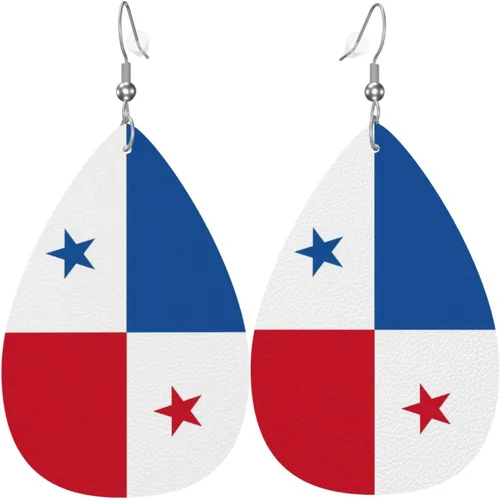 Miniatura 17 de Pendientes de bandera de país en forma de lágrima para mujer, ligeros, de cuero, colgantes, joyería patriótica para regalos