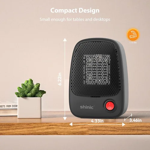 Miniatura 7 de shinic Calentador de espacio pequeño, calentador eléctrico portátil de cerámica PTC de 500 W con calentamiento rápido, protección contra Paquete