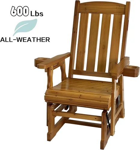 Miniatura 3 de Fortune Candy Planeador de madera para patio para una persona, con respaldo alto y asiento contorneado profundo, madera de abeto maciza, resistente