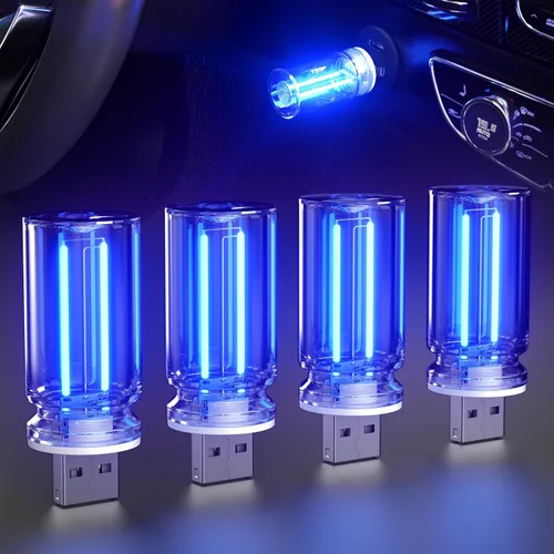 Miniatura 11 de PSEQT Luces Interiores Retro para Coche USB, Luces de Ambiente Mini Neón con Atenuación Táctil, Lámparas Decorativas para Coche con Enchufe