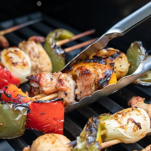 Miniatura 6 de Permasteel Parrilla de gas propano de 2 quemadores, parrilla de barbacoa con mesas laterales plegables y ganchos para herramientas, perfecta