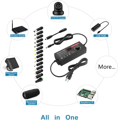 Miniatura 6 de SHNITPWR Fuente de alimentación universal DC 24 V 12 V 5 V 6 V 9 V 14 V 19 V Adaptador de CA/CC ajustable 100 V ~ 240 V CA a CC Convertidor