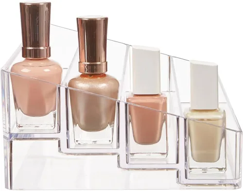 Miniatura 6 de STORi Organizador de tocador de plástico transparente de varios niveles Soporte rectangular de 4 niveles para maquillaje, paletas de sombras