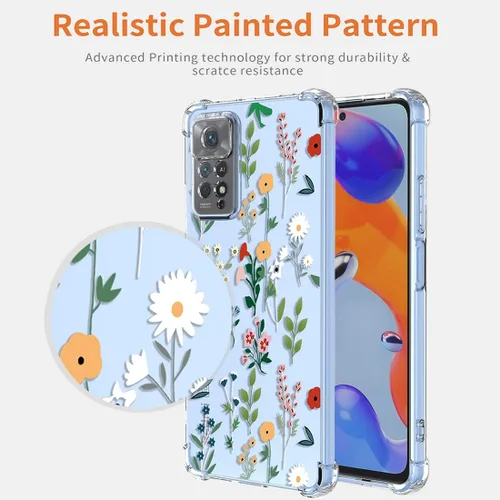 Miniatura 4 de Funda para Redmi Note 11 Pro, Redmi Note 12 Pro 4G transparente con diseño TPU absorción de golpes Slim Flower Garden Pattern Protective Back Cover