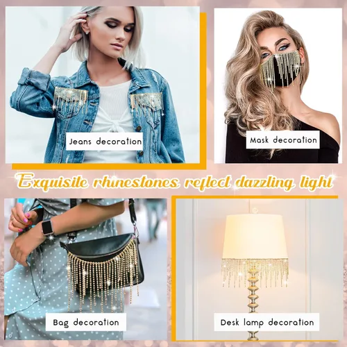 Miniatura 5 de Cinturón con flecos de diamantes de imitación con cuentas y cadena de borlas de diamantes para jeans, accesorios de ropa, decoración de bricolaje