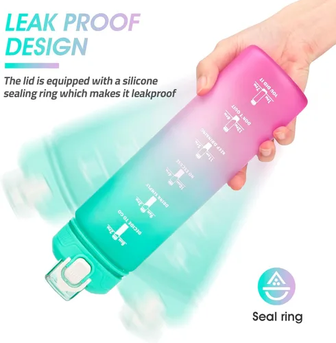Miniatura 4 de YC Kitchen - Botella de agua motivacional con marcador de tiempo - Botellas de agua de 32 onzas con horarios para beber, botella de agua deportiva a