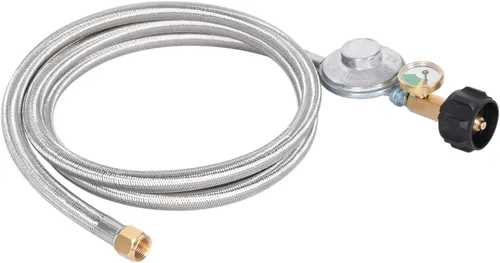 Miniatura 2 de GasSaf Manguera de regulador de propano de 6 pies con medidor, manguera de regulador para parrilla con conexión QCC1 para la mayoría de parrillas
