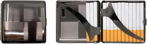 Miniatura 12 de Black Victorian Scroll (Full Pack Kings) Caja de cigarrillos chapada en metal y caja de almacenamiento