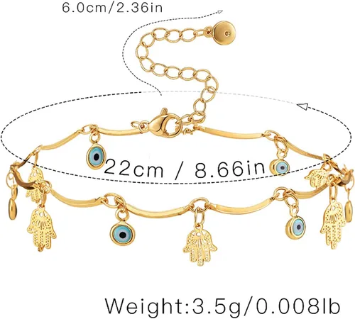 Miniatura 32 de Tobillera para mujer, chapada en oro de 18 quilates, tobillera con dije de oro, impermeable, para verano, playa, cadena de pie, joyería para regalos
