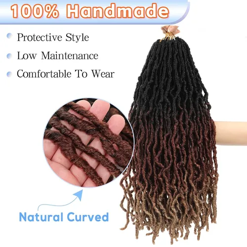Miniatura 4 de Paquetes de 7 extensiones de cabello de ganchillo sintético de 22 pulgadas / 55,9 cm. Extensiones de cabello de ganchillo con mechones suaves