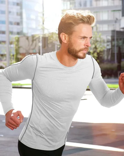 Miniatura 4 de Hicarer Paquete de 6 camisas de compresión atléticas para hombre, camisetas de manga larga para correr, para entrenamiento deportivo