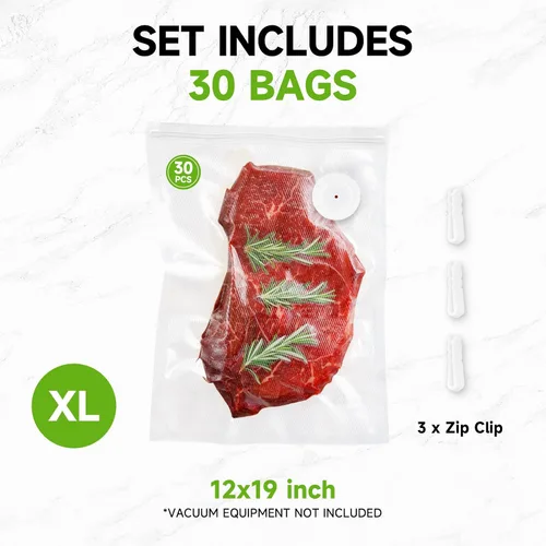 Miniatura 2 de Vixino Bolsas selladoras al vacío, 30 bolsas reutilizables selladoras al vacío para alimentos, sin BPA, preparación de comidas y cocción al vacío