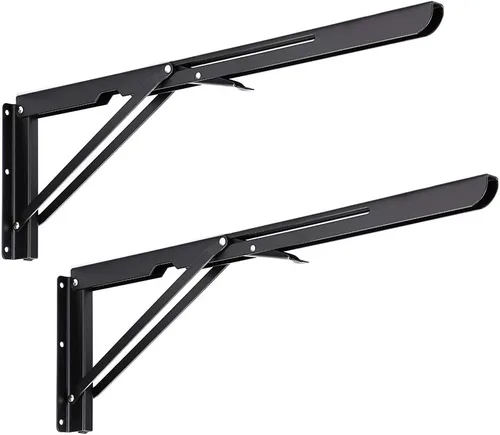 Miniatura 17 de Sumnacon Soportes plegables resistentes para estantes – Banco de mesa triangular de metal resistente, soporte de estante plegable de 10 pulgadas, 2