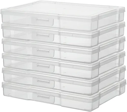 Miniatura 10 de novelinks Paquete de 12 cajas transparentes de almacenamiento de fotos de 5 x 7 pulgadas, estuches organizadores de imágenes de plástico con tapas