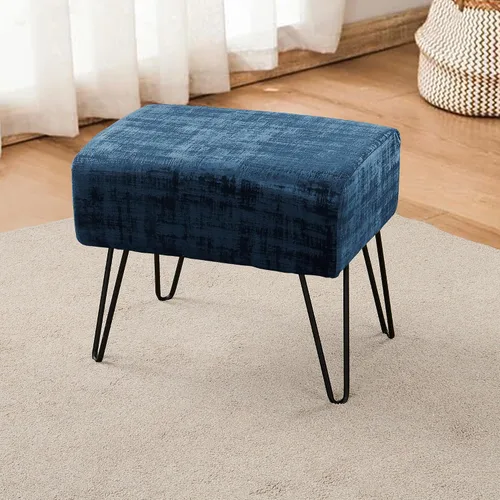 Miniatura 19 de Home Soft Things Otomana otomana de terciopelo texturizado azul, 19 x 13 x 17 pulgadas de alto, color verde ágata, banco otomano de entrada difuso