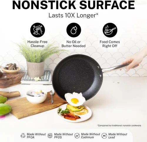Miniatura 3 de GRANITESTONE Juego completo de 20 ollas y sartenes antiadherentes con sartén, utensilios para hornear, vaporizador, utensilios de cocina, hechos sin