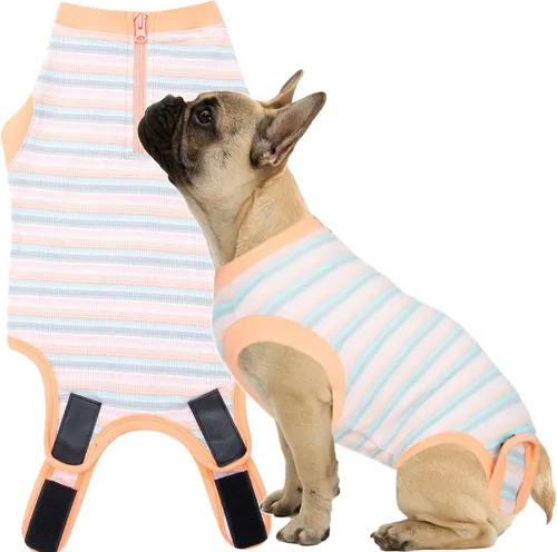Miniatura 36 de Traje de Recuperación Wabdhaly para Perros, Traje de Cone de Perro con Cremallera Alternativa para Cirugía de Esterilización Femenina, Traje