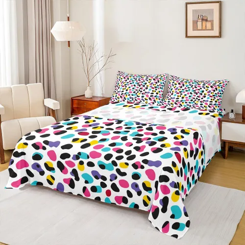 Miniatura 14 de Erosebridal Juego de sábanas para niñas, color rosa, con estampado de animales, tamaño individual, para niños, adolescentes, coloridas sábanas