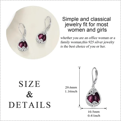 Miniatura 70 de Aretes colgantes con forma de lágrima de filigrana de piedra lunar de plata de ley 925 con cierre de palanca para mujer, regalos de joyería