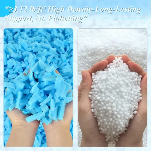 Miniatura 2 de Relleno para Puf - 5 libras de Espuma Viscoelástica Triturada, Alta Densidad ≥3.12 lb/ft³, Relleno Azul para Puf, Cojín de Sofá, Cama para Perro