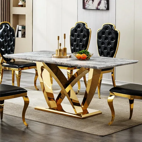 Miniatura 9 de Mesa de comedor redonda de 47 pulgadas, mesa de cocina redonda moderna de mediados de siglo para 4 a 6 personas, mesa de mármol sintético de alto