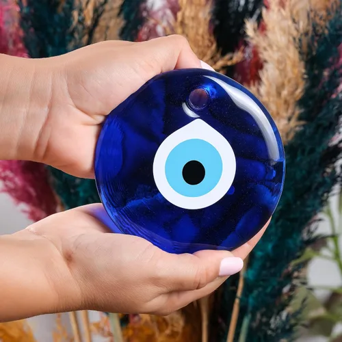 Miniatura 7 de BCS Decoración azul contra el mal de ojo de 4.3 pulgadas, adorno colgante de pared hecho a mano con amuleto turco griego de Nazar de buena suerte