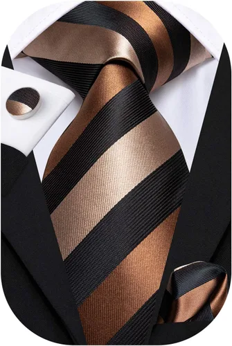 Miniatura 69 de Hi-Tie Corbata clásica de cachemira para hombre con pañuelo y gemelos a cuadros