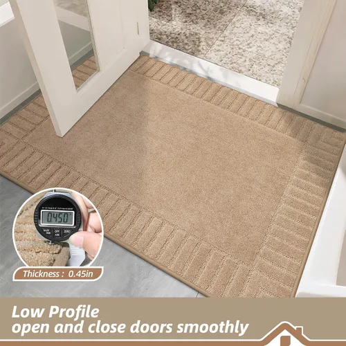 Miniatura 6 de BEQHAUSE Tapete para puerta antideslizante de perfil bajo para entrada, tapete para puerta delantera, tapetes para entrada resistentes a la Topo
